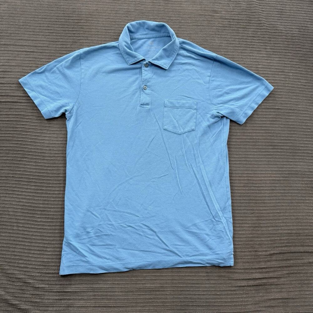 Mack Weldon Polo Shirt Men Medium Blue Golf Golfing Performance Casual.